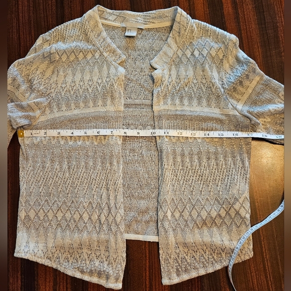 H&M 2-piece Set Peplum Tank and Crop Cardigan Gray Silver Glittery M EUC GLAM - Picture 10 of 14